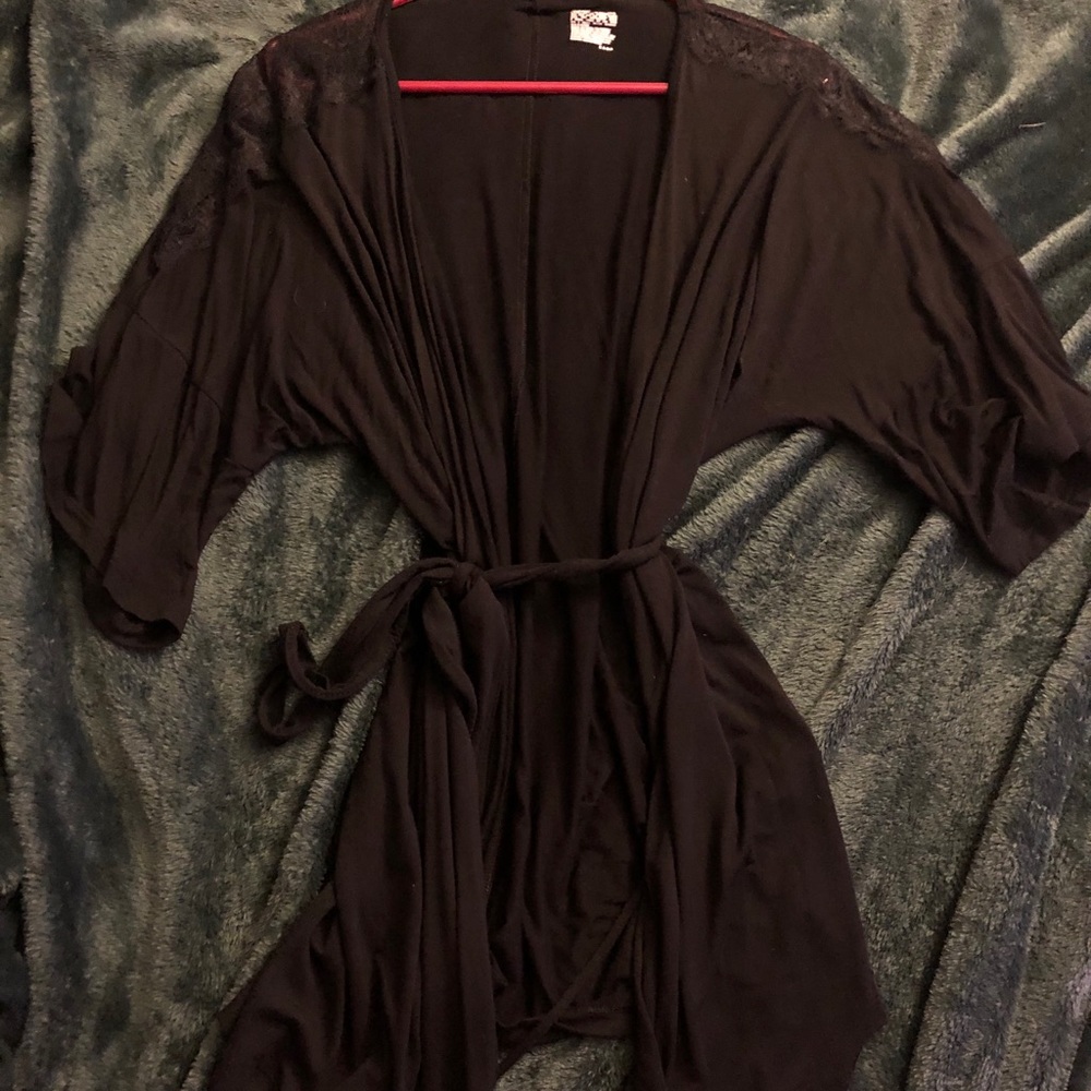 Soft Black Lace Robe